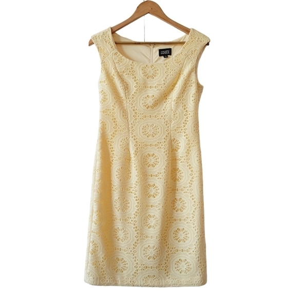 Adrianna Papell Yellow Crochet Sheath Dress - Picture 1 of 11